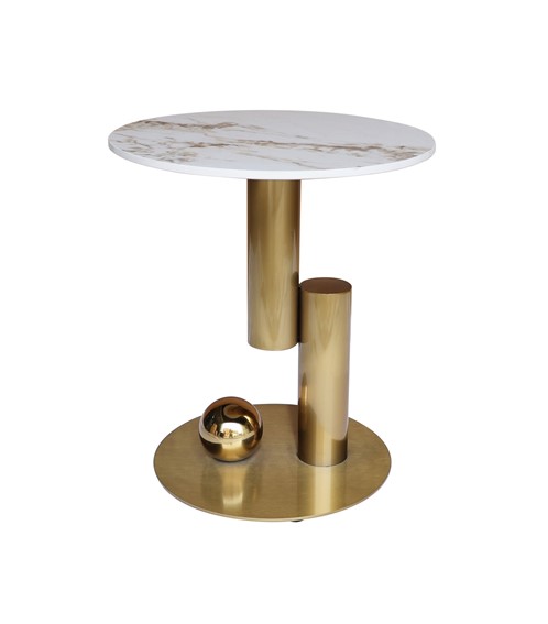 Zestaw Stolików MODIG M60 fi80/45 Biały/Złoty