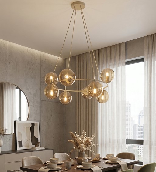 Lampa Wisząca AZURA 8 Beżowy/Bursztynowy