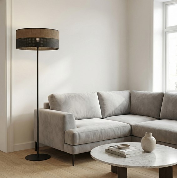 Lampa Podłogowa KARBON LP1 Czarny/Brązowy