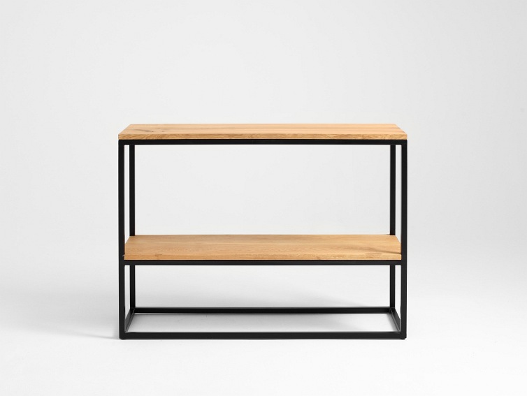 Konsola Julita Solid Wood 75-2F 100x30 Dąb/Czarny