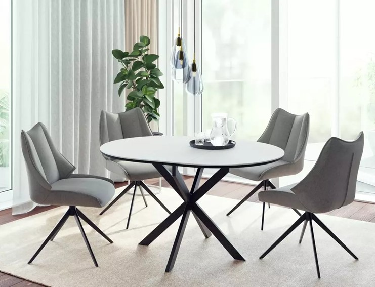 Stół Rozkładany GASTON Ceramic 100 (100-135)x75 Biały/Czarny Mat