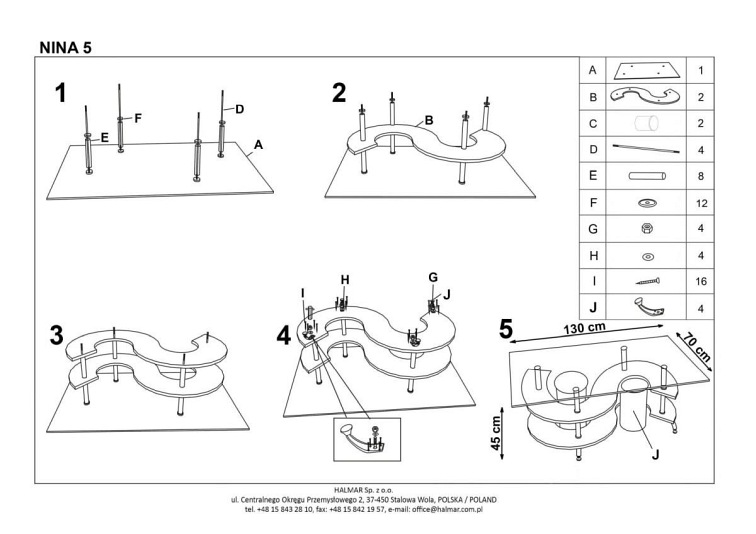 Ława NINA 5 Popiel/Ciemny Popiel