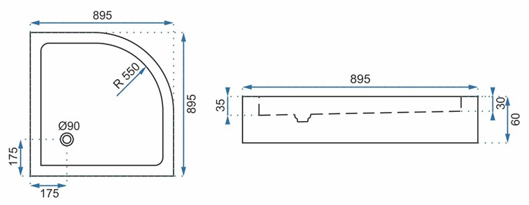Brodzik Prysznicowy LOOK 90x90 Biały