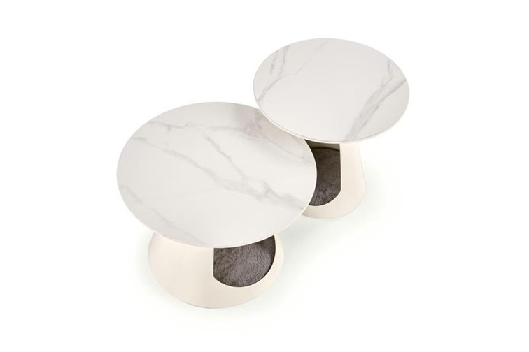 Zestaw 2 Ław OSARIO Biały/Biały Marmur