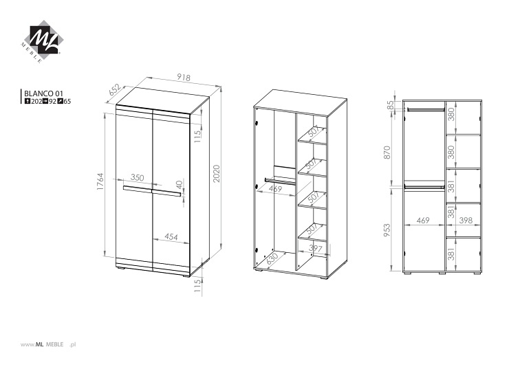 Szafa BLANCO 01 Sosna Śnieżna