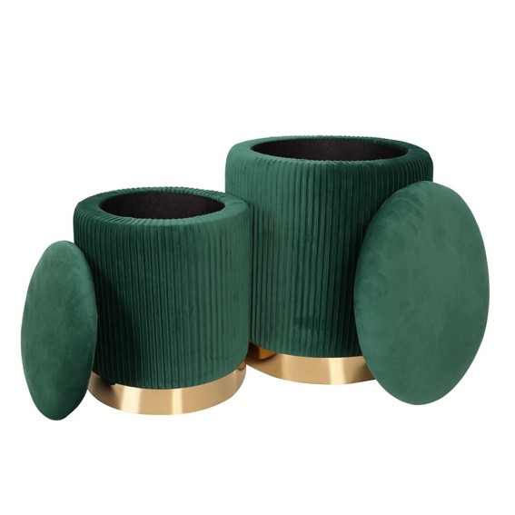 Zestaw Puf Velvet P4-FX Zielony/Złoty
