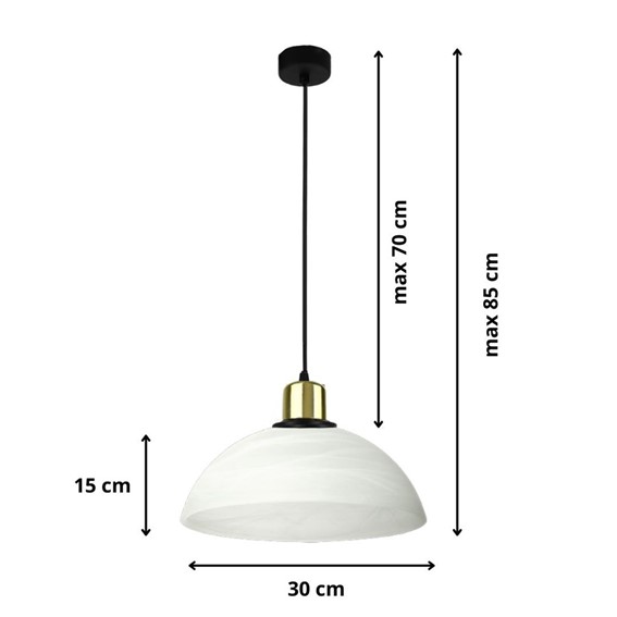 Lampa Wisząca DAVIO Czarny/Złoty/Biały