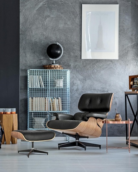 Fotel z Podnóżkiem VIP 54x82x85 Czarny/Walnut/Baza Standard