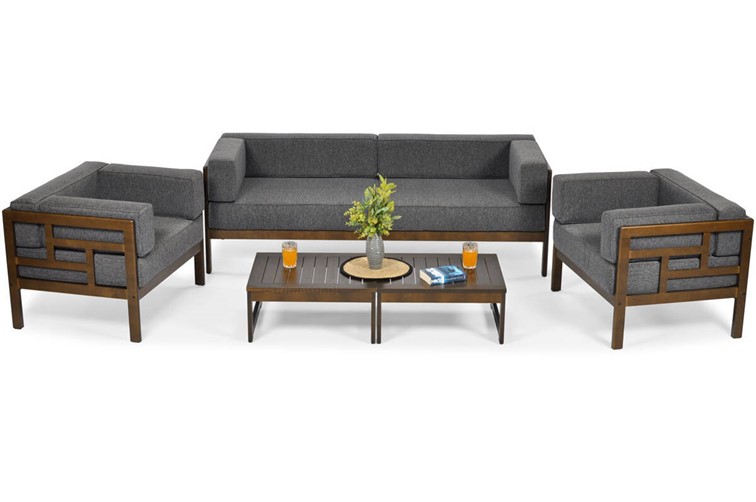 Zestaw Ogrodowy EDEN 5-Osobowy Brązowy/Grafitowy