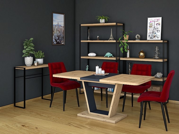 Stół Rozkładany NIGEL (120-160)x80 Dąb Wotan/Brązowy