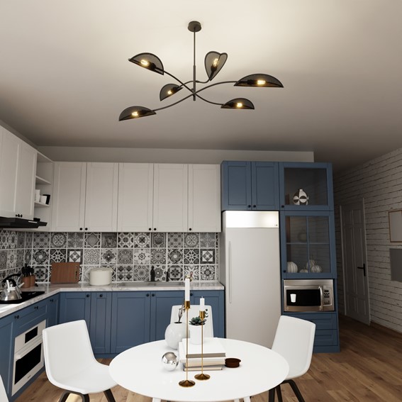 Lampa Wisząca LOTUS 6 Czarny/Złoty