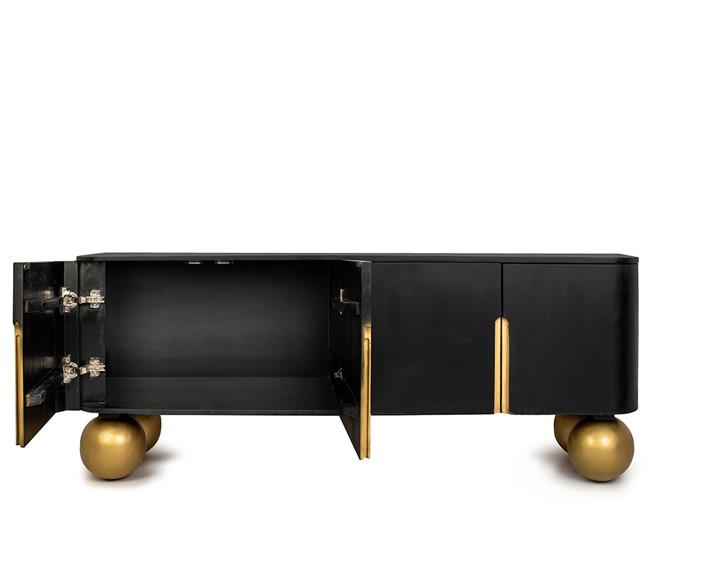 Szafka RTV ORGANIC Czarny/Złoty