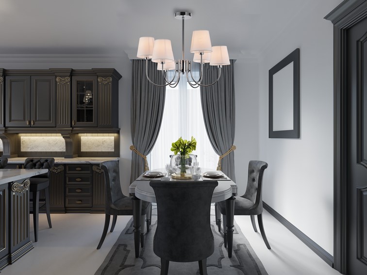 Żyrandol MAGNUM 6 Czarny/Bursztynowy