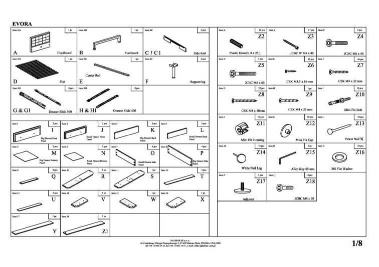 Łóżko EVORA 160x200 Beżowy
