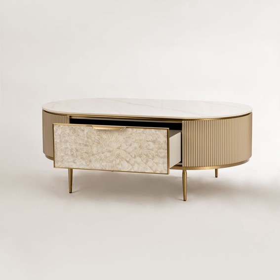 Stolik Kawowy STILIG ST907 Beżowy/Złoty