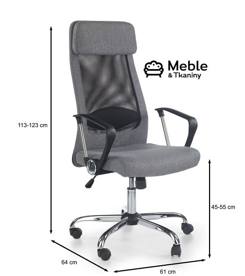 Fotel Pracowniczy ZOOM  Tkanina Popielaty