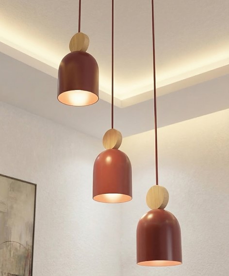 Lampa Wisząca MESI 3 PREM Burgundowy