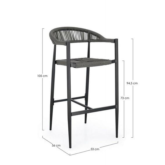 Krzesło Barowe Ogrodowe JANDIA Szary