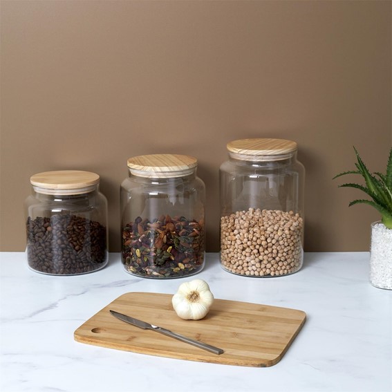 Słój Szklany z Drewnianą Pokrywką 2,9l