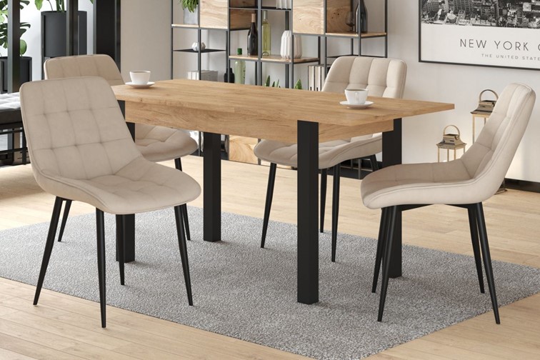 Stół Rozkładany ST22-FX (120-160)x67 Dąb Złoty Craft/Czarny