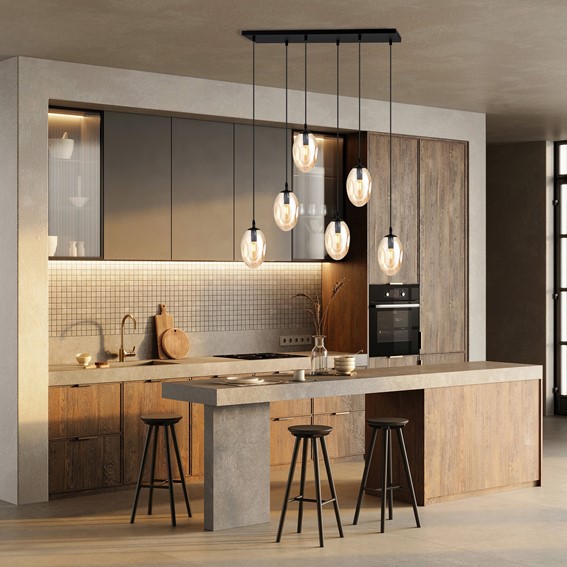 Lampa Wisząca ASTRAL 6 Czarny/Miodowy