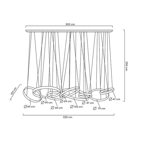 Lampa Wisząca LIBERTY LINE 8 Złoty/Transparentny
