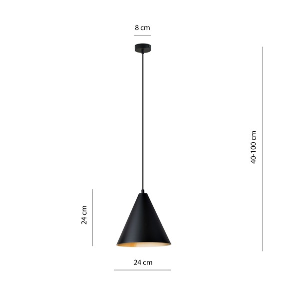 Lampa Wisząca REBEL 1 Czarny/Złoty