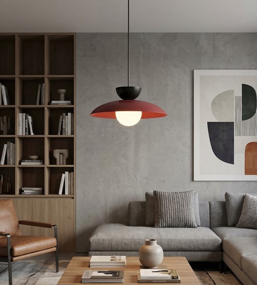 Lampa Wisząca MULAN 1 Burgundowy/Czarny