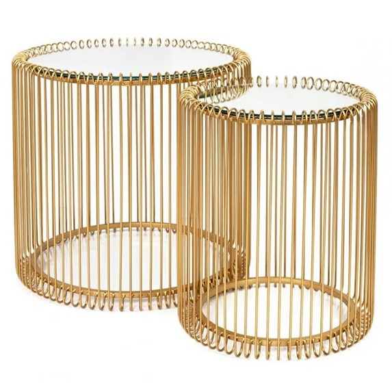 Zestaw Stolików WIRE Mosiądz