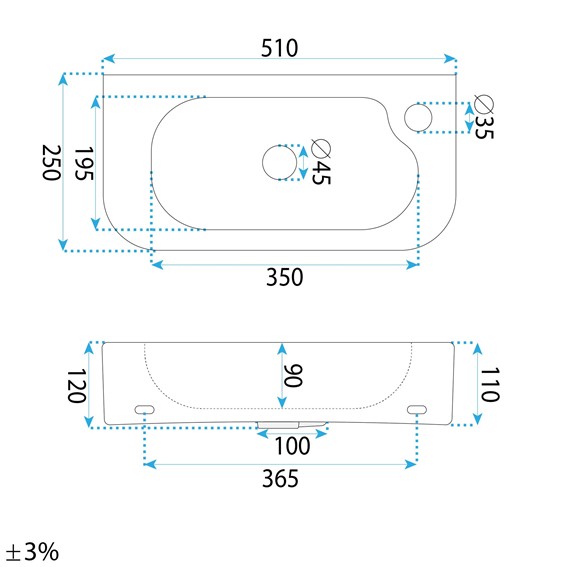 Umywalka Nablatowa/Ścienna ODETTA Biały