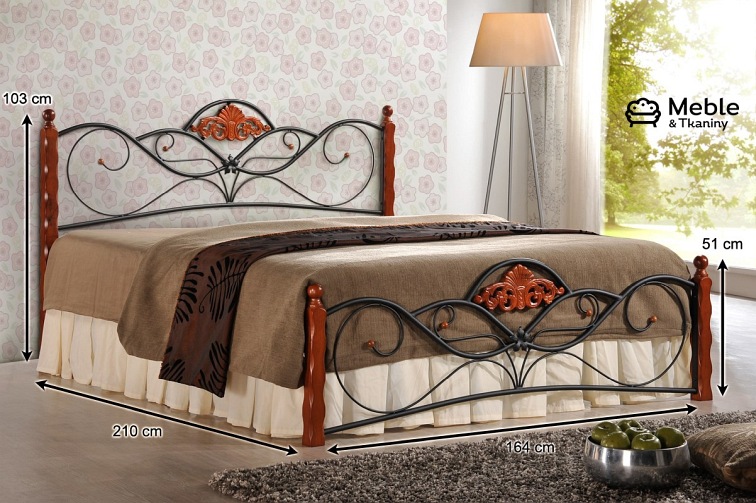 Łóżko VALENTINA 160 cm czereśnia ant./czarny