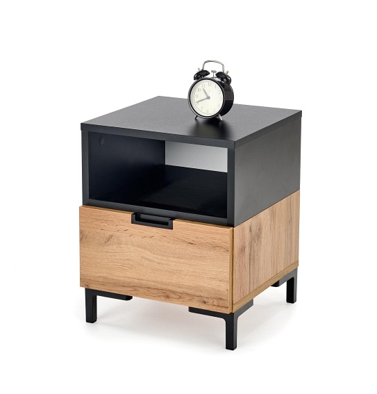 Szafka Nocna SILVIA Dąb Wotan/Czarny