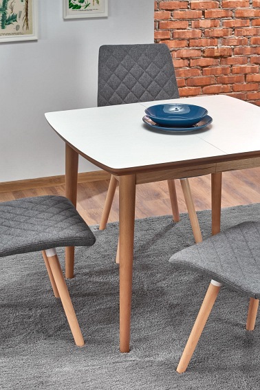 Stół Rozkładany BARRET (190-90)x80 Biały Mat/Dąb Leflaks