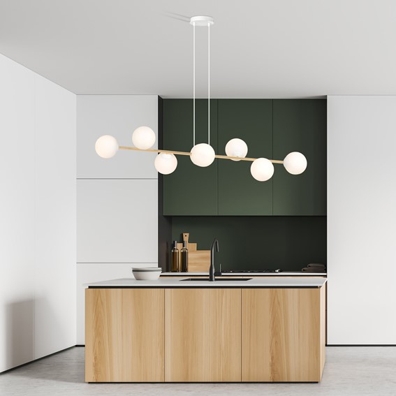 Lampa Wisząca GRAVITY 8 Biały/Złoty/Opal