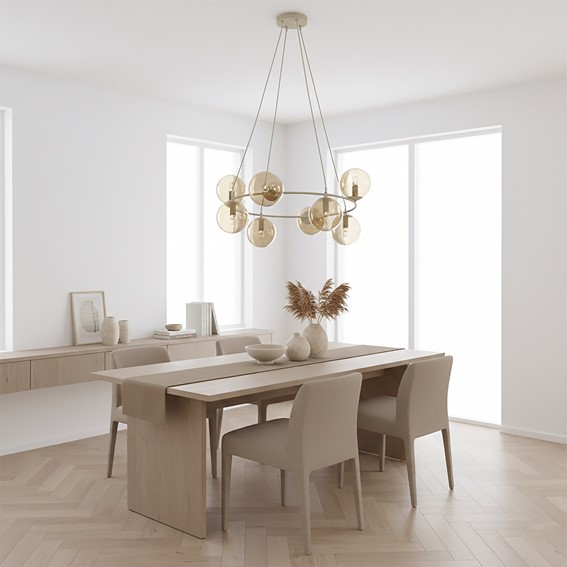 Lampa Wisząca AZURA 8 Beżowy/Bursztynowy