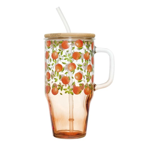 Kubek z Pokrywką i Słomką SOLEO 650 ml Pomarańczowy