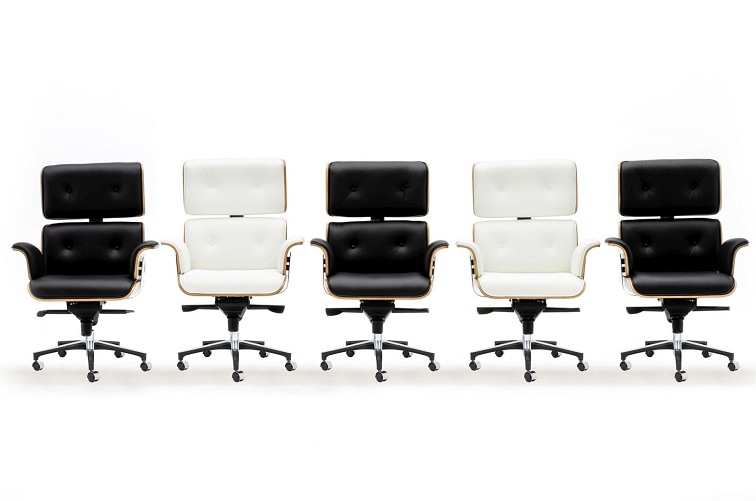 Fotel Biurowy LOUNGE BUSINESS Biały/Orzech