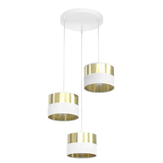 Lampa Wisząca LUX 3 PREM Biały/Złoty