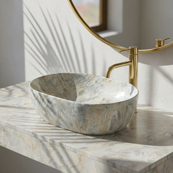 Umywalka Nablatowa AMELIA RUSTSTONE 48 Beżowy