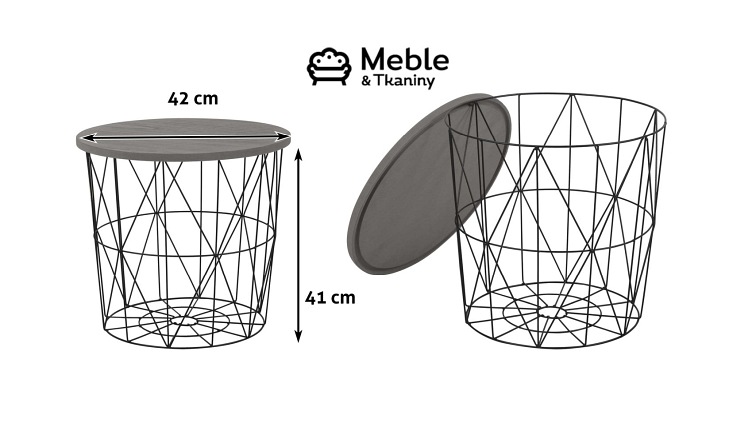 Ława MARIFFA fi42 Czarny/Popiel
