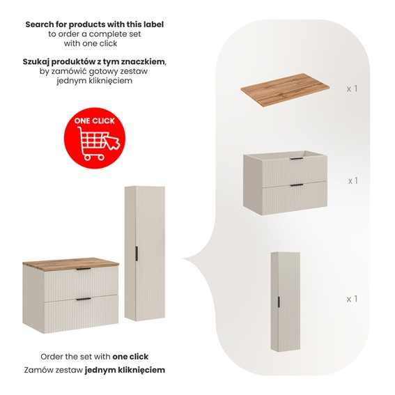 Zestaw Meblowy 80cm Kaszmirowy Mat/Dąb Wotan