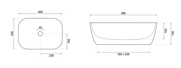 Umywalka Nablatowa BELINDA Czarny/Biały