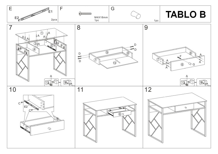 Biurko TABLO B Ciemny Brąz/Dąb