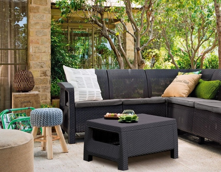 Zestaw Ogrodowy Narożnik + Stoliczek Corfu Relax Grafit