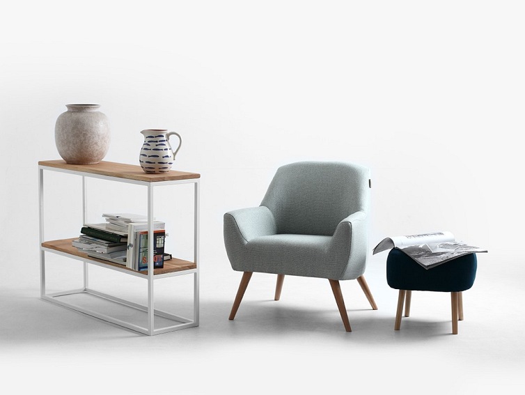 Konsola Julita Solid Wood 75-2F 100x30 Dąb/Biały