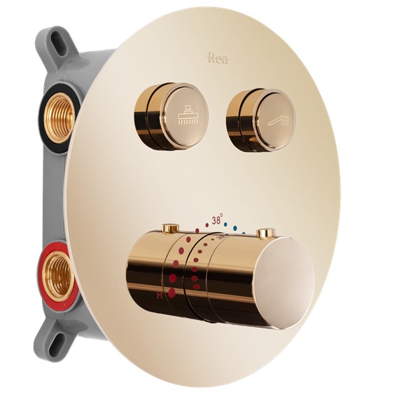 Zestaw Natryskowy Podtynkowy z Termostatem LUNGO Złoty