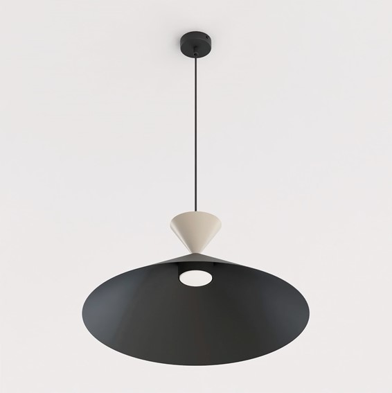 Lampa Wisząca RALF 1L Czarny/Beżowy