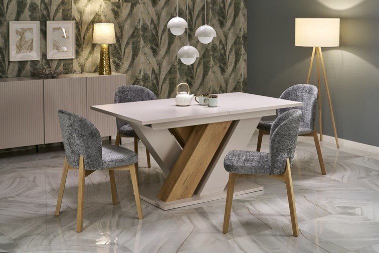 Stół Rozkładany BRANDON (160-200)x90 cm Kaszmir/Dąb Cremona