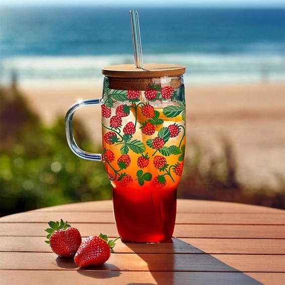 Kubek z Pokrywką i Słomką SOLEO 650 ml Czerwony