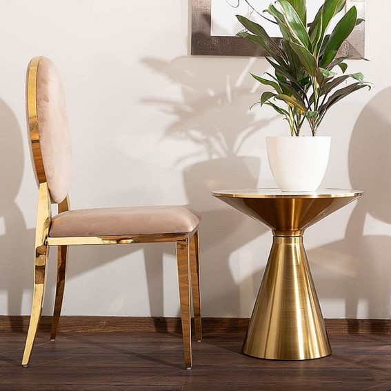 Krzesło KING Velvet Złoty/Beżowy Bluvel 28